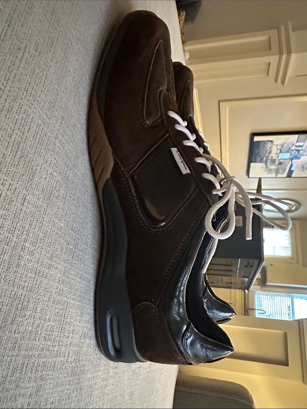 Brown Suede & Patent Leather women’s Sneakers - Chukkalike Lace-Up - Picture 3 of 4
